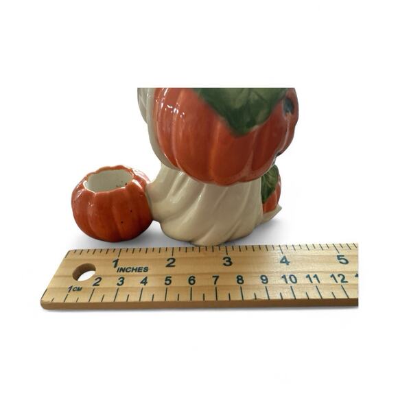 Halloween Fall Pumpkin Ghost Candlestick Holders Pair of 1996 Fitz & Floyd - Picture 9 of 9